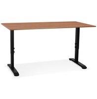 In hoogte verstelbare bureau &#039;OSMOSE&#039; van notenhout en zwart metaal - 160x80 cm