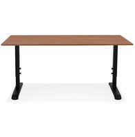 In hoogte verstelbare bureau &#039;OSMOSE&#039; van notenhout en zwart metaal - 160x80 cm