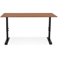 In hoogte verstelbare bureau &#039;OSMOSE&#039; van notenhout en zwart metaal - 160x80 cm
