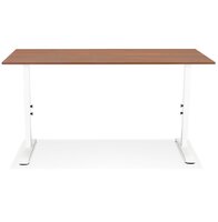 In hoogte verstelbare bureau &#039;OSMOSE&#039; van notenhout en wit metaal - 160x80 cm