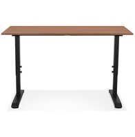 In hoogte verstelbare bureau &#039;OSMOSE&#039; van notenhout en zwart metaal - 140x70 cm