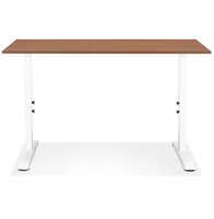 In hoogte verstelbare bureau &#039;OSMOSE&#039; van notenhout en wit metaal - 140x70 cm