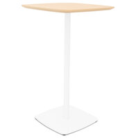 Hoge tafel &#039;PATATI&#039; in hout met natuurlijke afwerking en wit metaal - 60X60 CM