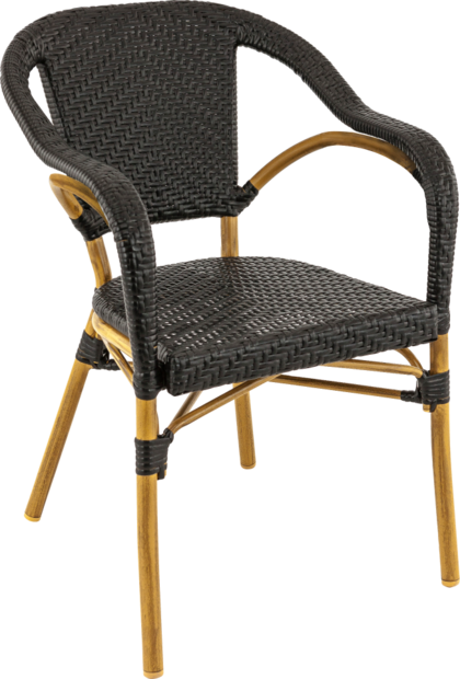 Maysun Gastro - Terrasstoel MADELEINE - Aluminium Frame Bamboe Look - Wicker - Zwart