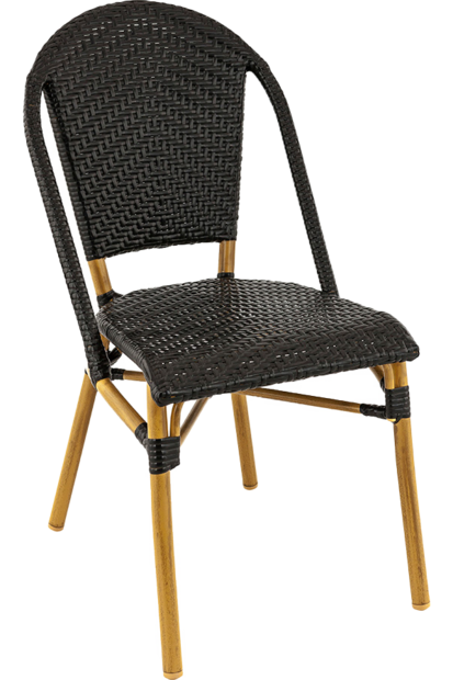 Maysun Gastro - Terrasstoel SORBONNE - Aluminium Frame Bamboe Look - Wicker - Zwart