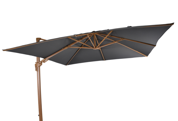 Outdoor Living - Zweefparasol VirgoFlex houtlook grijs  3x3mtr