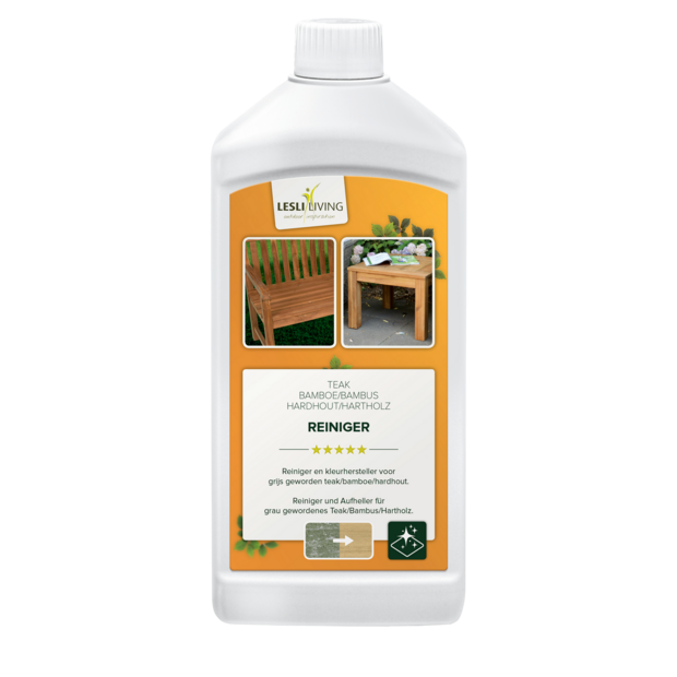 Outdoor Living - Teak, Bamboe en Hardhout reiniger, fles 1L