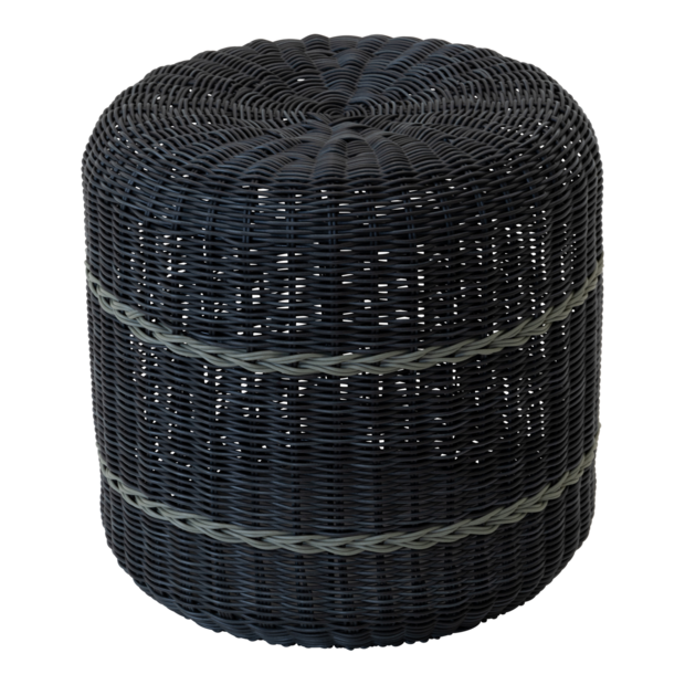 Outdoor Living - Poef Saigon wicker zwart &oslash;41x40cm