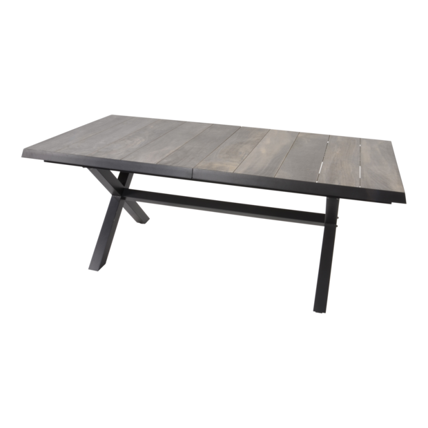 Outdoor Living - Uittrektafel Castilla Negro met kruispoot 204264x102cm