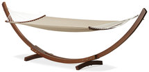 Boogvormige Hangmat XXL met houten frame en afneembaar doek