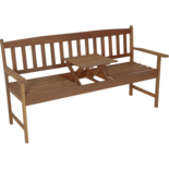 Bank hardhout teaklook met uitklapbare tafel 150cm