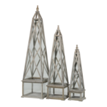 Windlicht Himalaya hout (set van 3)