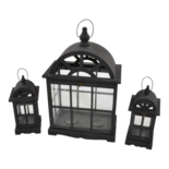 Windlicht Culto hout (set van 3)