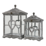 Windlicht Austria hout (set van 2)