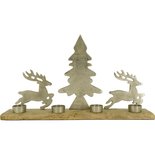 Outdoor Living - Herten in het bos met waxinelichthouders Zilver 52x10x30cm
