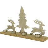 Outdoor Living - Herten in het bos met waxinelichthouders Zilver 52x10x30cm