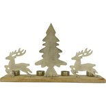 Outdoor Living - Herten in het bos met waxinelichthouders Zilver 52x10x30cm