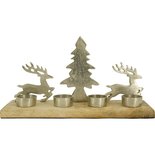 Outdoor Living - Herten in het bos met waxinelichthouders Zilver 36x8x20cm