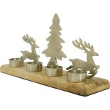 Outdoor Living - Herten in het bos met waxinelichthouders Zilver 36x8x20cm