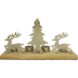 Outdoor Living - Herten in het bos met waxinelichthouders Zilver 36x8x20cm