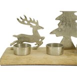 Outdoor Living - Herten in het bos met waxinelichthouders Zilver 36x8x20cm