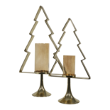 Outdoor Living - Kerstboom Aurum met windlicht alu goud met goud glas 70cm