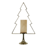 Outdoor Living - Kerstboom Aurum met windlicht alu goud met goud glas 89cm