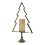 Outdoor Living - Kerstboom Aurum met windlicht alu goud met goud glas 89cm