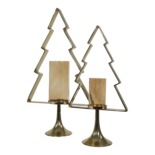 Outdoor Living - Kerstboom Aurum met windlicht alu goud met goud glas 89cm