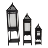 Outdoor Living - Windlicht Portugal hout, S/3