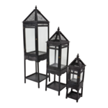 Outdoor Living - Windlicht Portugal hout, S/3