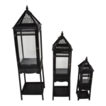 Outdoor Living - Windlicht Portugal hout, S/3