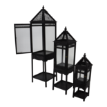 Outdoor Living - Windlicht Portugal hout, S/3