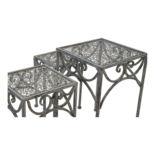 Outdoor Living - Plantentafeltjes laag/vierkant Viva la Vida grey wash, S/3
