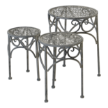 Outdoor Living - Plantentafeltjes laag/rond Viva la Vida grey wash, S/3