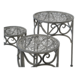 Outdoor Living - Plantentafeltjes laag/rond Viva la Vida grey wash, S/3