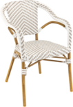 Maysun Gastro - Terrasstoel MADELEINE - Aluminium Frame Bamboe Look - Wicker - Grijs-Wit