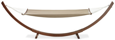 Boogvormige Hangmat XXL met houten frame en afneembaar doek