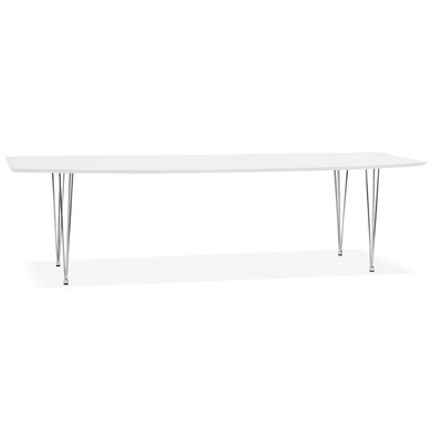 Eettafel DIAMANTO Wit-Chroom (170-270)x100x73 cm