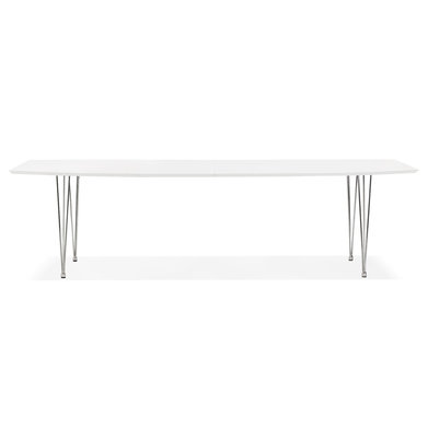 Eettafel DIAMANTO Wit-Chroom (170-270)x100x73 cm