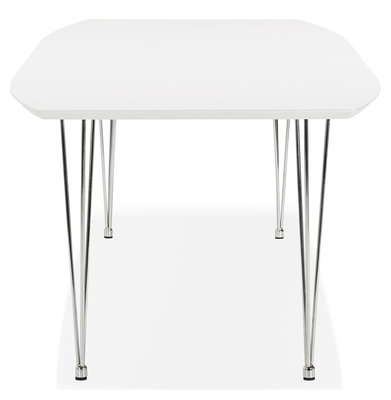 Eettafel DIAMANTO Wit-Chroom (170-270)x100x73 cm