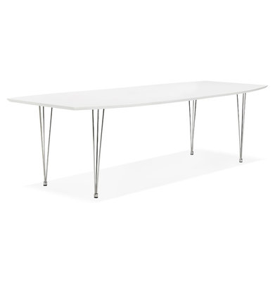 Eettafel DIAMANTO Wit-Chroom (170-270)x100x73 cm