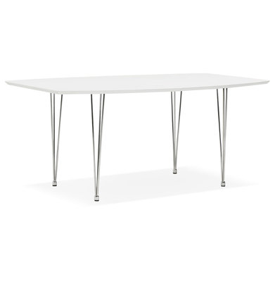 Eettafel DIAMANTO Wit-Chroom (170-270)x100x73 cm