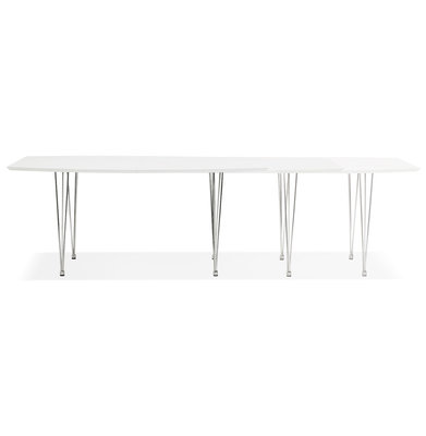 Eettafel DIAMANTO Wit-Chroom (170-270)x100x73 cm