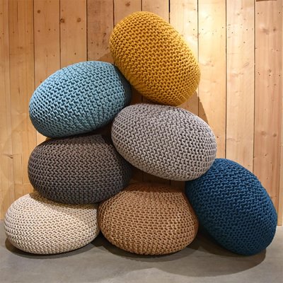 LABEL51 - Poef Gebreid 70x70x35 cm L