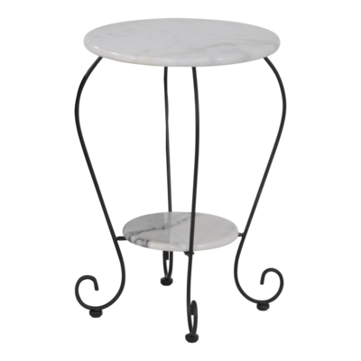 Bijzettafel marmer wit 25/41cm
