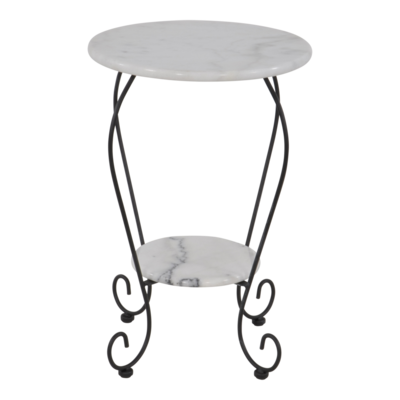Bijzettafel marmer wit 25/41cm