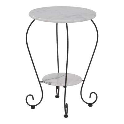 Bijzettafel marmer wit 25/41cm