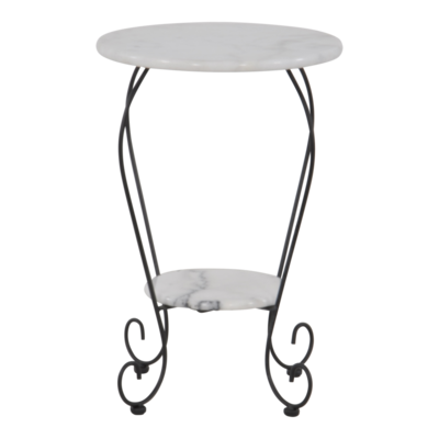 Bijzettafel marmer wit 25/41cm
