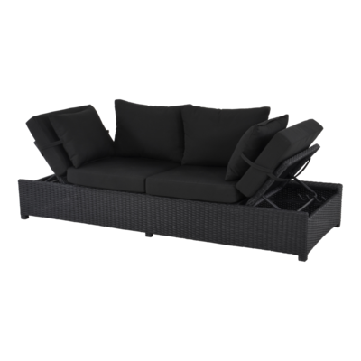 Loungebank Roma Black 210x80x66cm